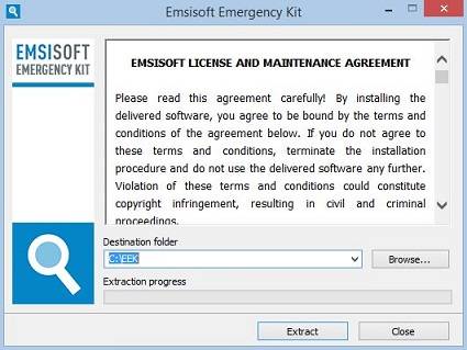 Emsisoft Emergency Kit extraction