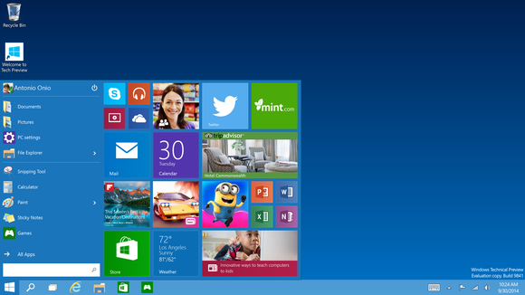 Nouveau menu démarrer dans Windows 10