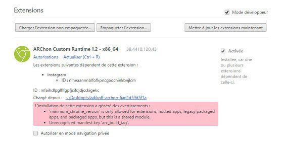 installation extension Archon dans google chrome