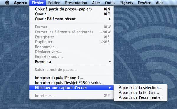 Faire une capture sans souris dans Mac Os