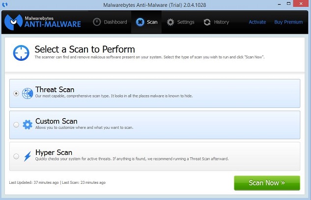 Choix scan Anti Malware