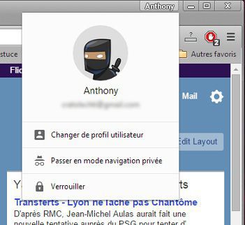 Afficher option session utilisateur dans chrome