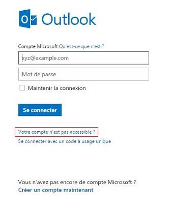 Connexion Outlook oublie identifiants