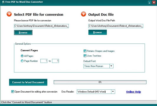 Free PDF to Word Doc Converter