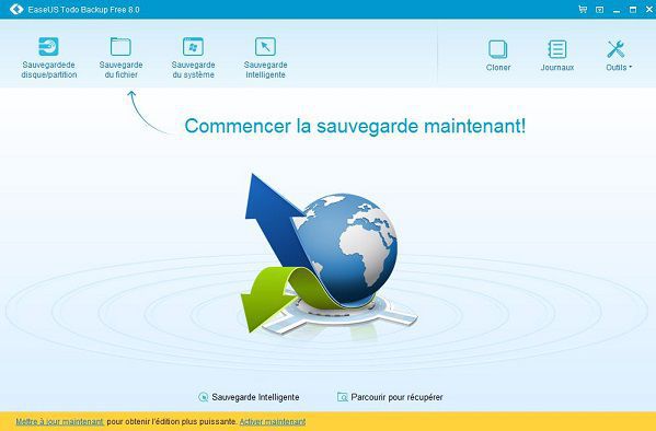 Ecran accueil easeUs To do backup