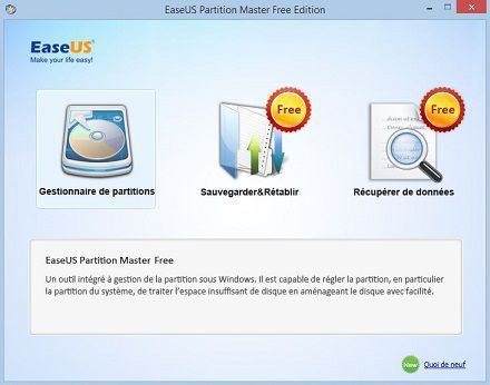 Démarrage Easus partition master