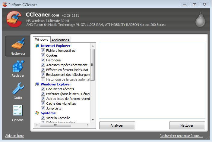 interface de ccleaner
