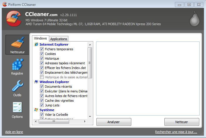 interface de ccleaner