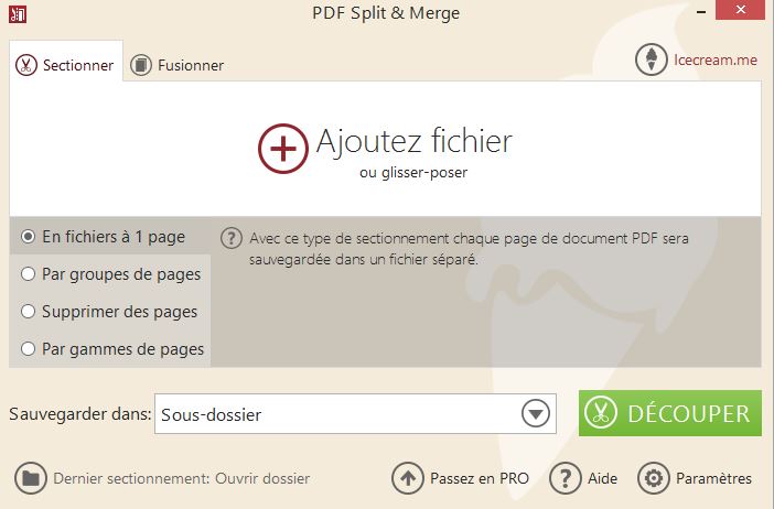 sectionner dans icecream pdf