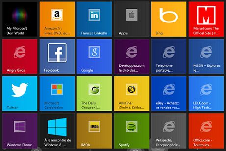 Tuiles dans Internet Explorer 11